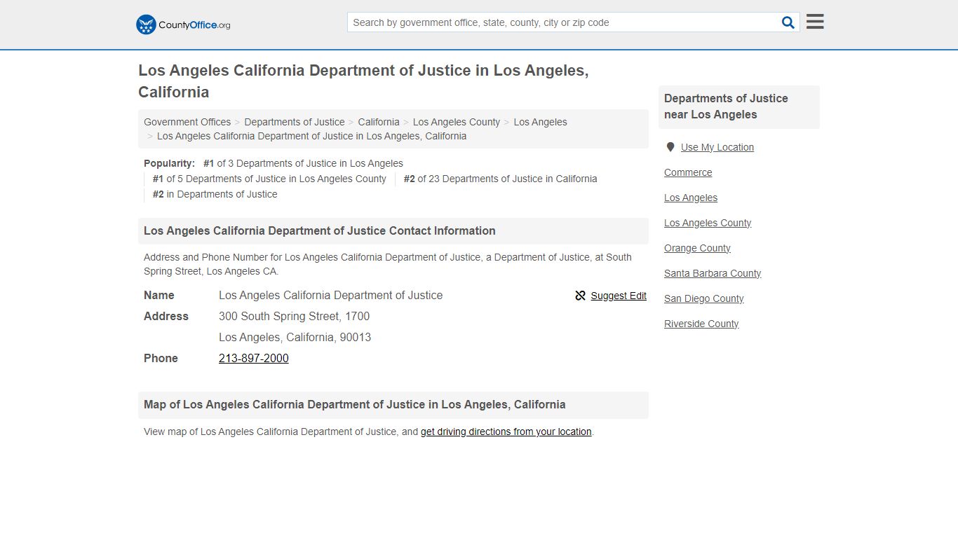 Los Angeles California Department of Justice - County Office